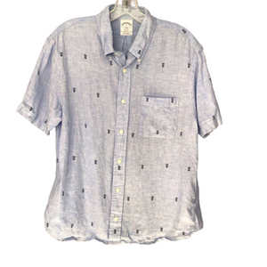Brooks Brothers Light Blue Linen Regent Button-Up Shirt Large